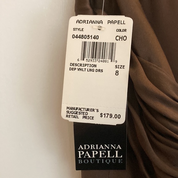 Brown silk Adrianna Papell formal halter dress - Picture 5 of 6